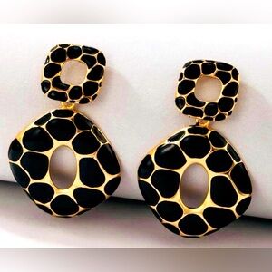Geometric Black and Gold Earrings